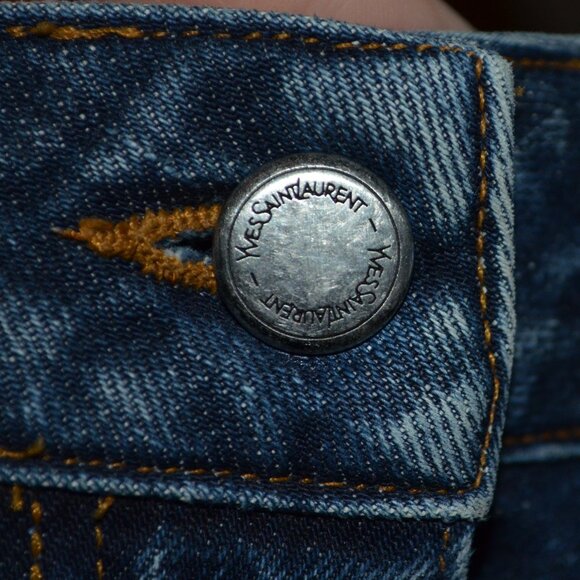 Sz F38 YSL Yves Saint Laurent Blue Denim Bootcut Jeans - Picture 7 of 11